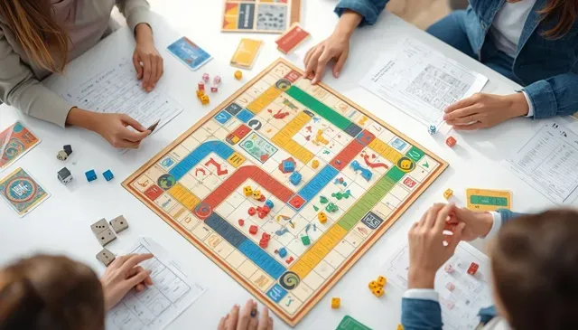 ボードゲーム初心者にも分かりやすいゲームを複数人で遊ぶ様子