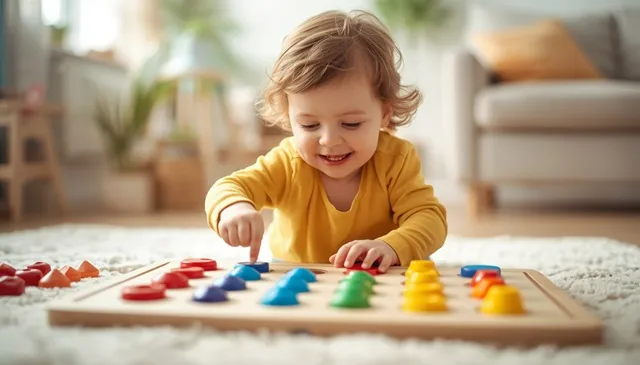2歳の子どもがボードゲームを楽しむ