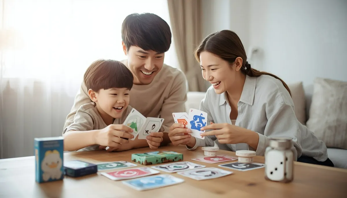 家族3人でカードゲームを楽しむ画像